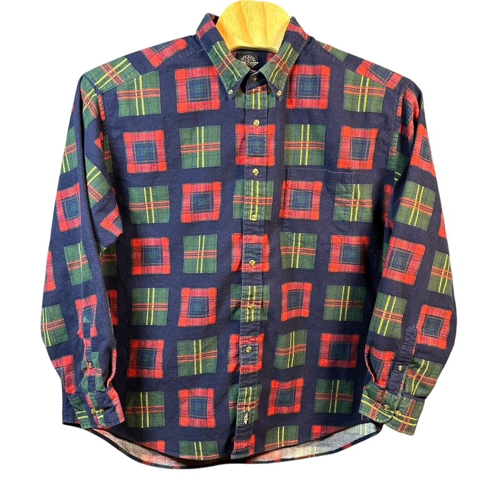 Dockers Mens XXL Plaid Long Sleeve Button Down Shirt Navy Red Green Casual